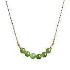 Fortune Jewel 14k Gold Plated Hetian Cyan Jade Beaded Luck Necklace Pendant