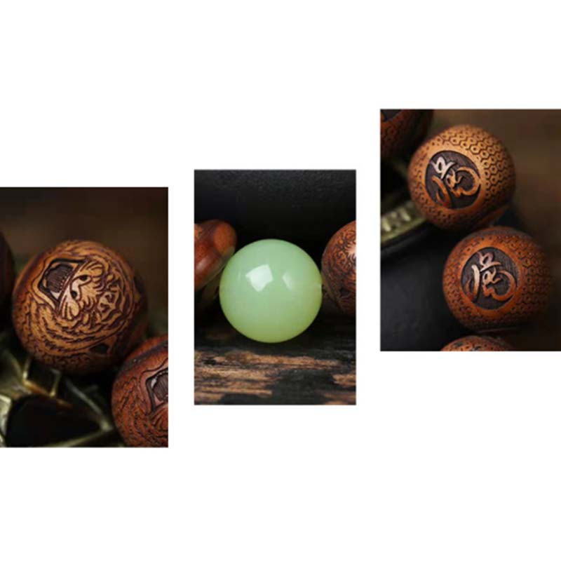 Fortune Jewel Tibetan Rosewood Engraving Tiger Protection Bracelet