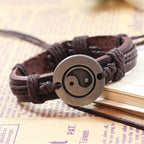 Fortune Jewel Retro Yin Yang Leather Harmony String Bracelet