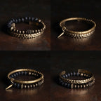 Fortune Jewel Lava Rock Stone Copper Balance Cuff Bracelet Bangle