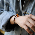 Fortune Jewel 925 Sterling Silver Chinese Zodiac Natal Buddha Natural Amber Clear Anxiety Bracelet