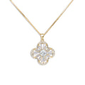 925 Sterling Silver CZ Four Leaf Clover Necklace – White Gold Color Collarbone Chain for Women