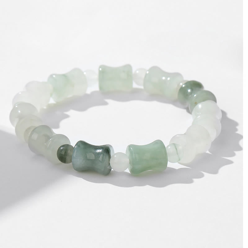 Fortune Jewel Jade Coconut Shell Bamboo Pattern Abundance Luck Bracelet