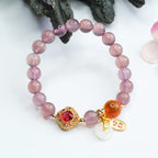 Fortune Jewel Natural Purple Chalcedony Candy Agate Peace Buckle Harmony Lucky Fortune Charm Bracelet