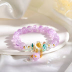 Fortune Jewel Simple Design Flower Charm Glass Bead Bracelet