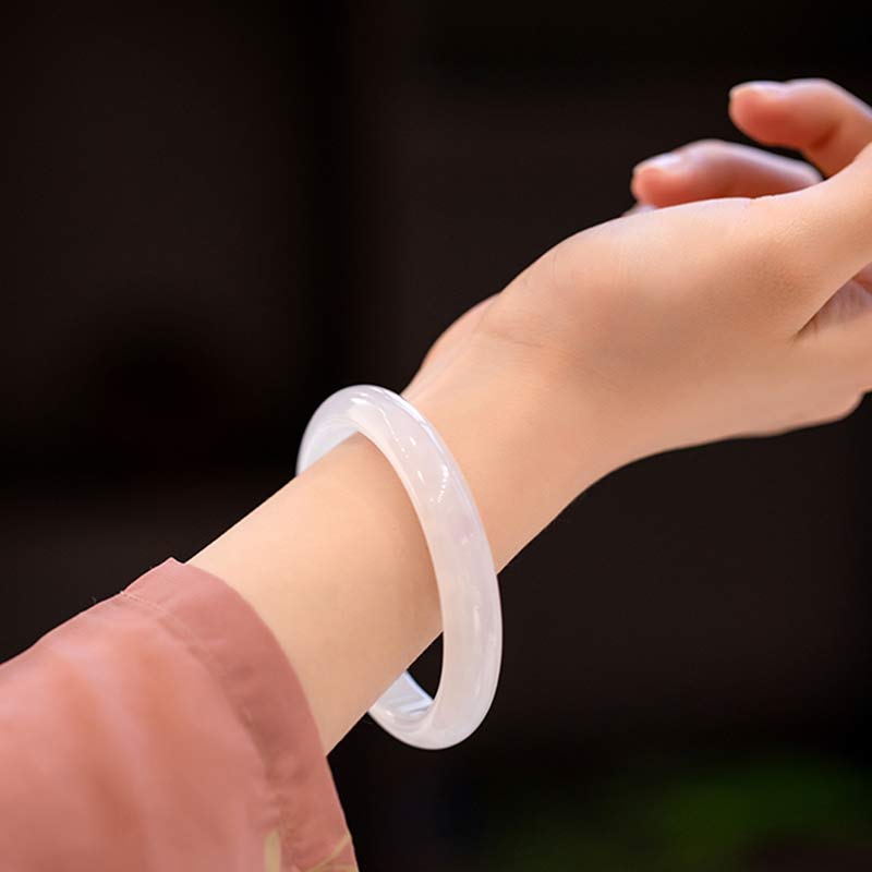 Fortune Jewel Natural Chalcedony Harmony Positive Bracelet Bangle
