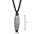Fortune Jewel Tibet Nine-Eye Dzi Bead Pattern Copper Auspicious Clouds Wealth Necklace Pendant