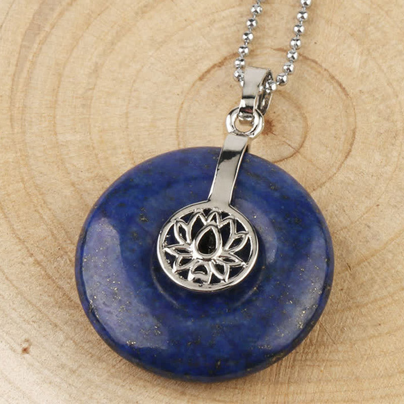 Fortune Jewel Various Crystal Amethyst Pink Crystal Lotus Healing Necklace Pendant
