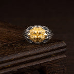 Fortune Jewel 925 Sterling Silver Tibetan Skull Protection Adjustable Ring