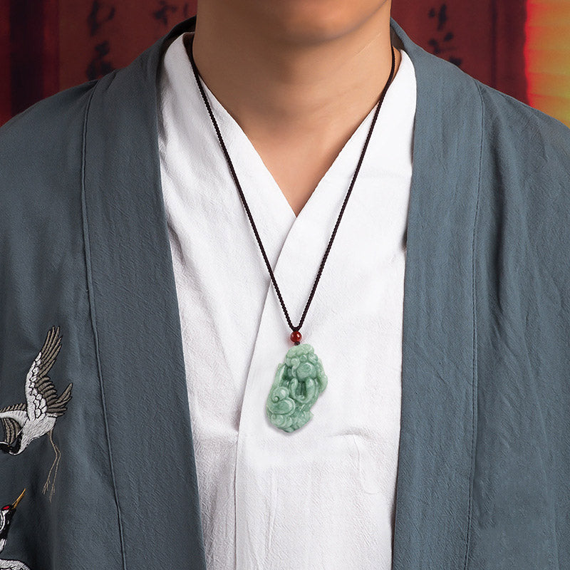 Fortune Jewel Jade PiXiu Wealth Luck String Necklace Pendant