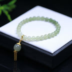 Fortune Jewel 925 Sterling Silver Hetian Jade Beaded Wealth Charm Bracelet