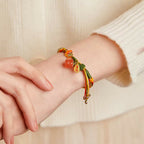Fortune Jewel Persimmon Red Agate Strength Reincarnation Knot Braid String Bracelet