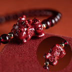 Fortune Jewel Garnet Cinnabar PiXiu Blessing Calm String Bracelet