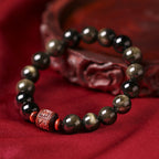 Fortune Jewel Natural Gold Sheen Obsidian Rainbow Obsidian Om Mani Padme Hum Fu Character Healing Bracelet