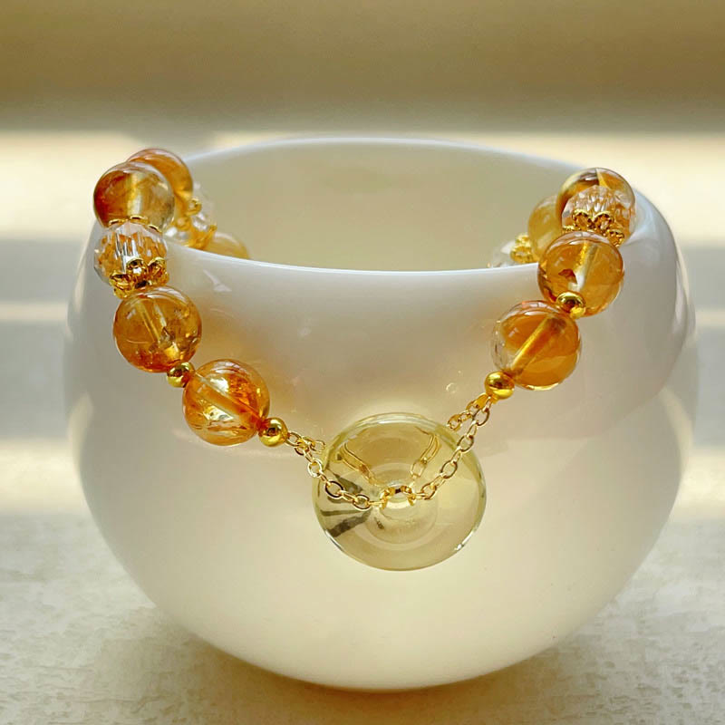 Fortune Jewel Peace Buckle Citrine Crystal Prosperity Bracelet