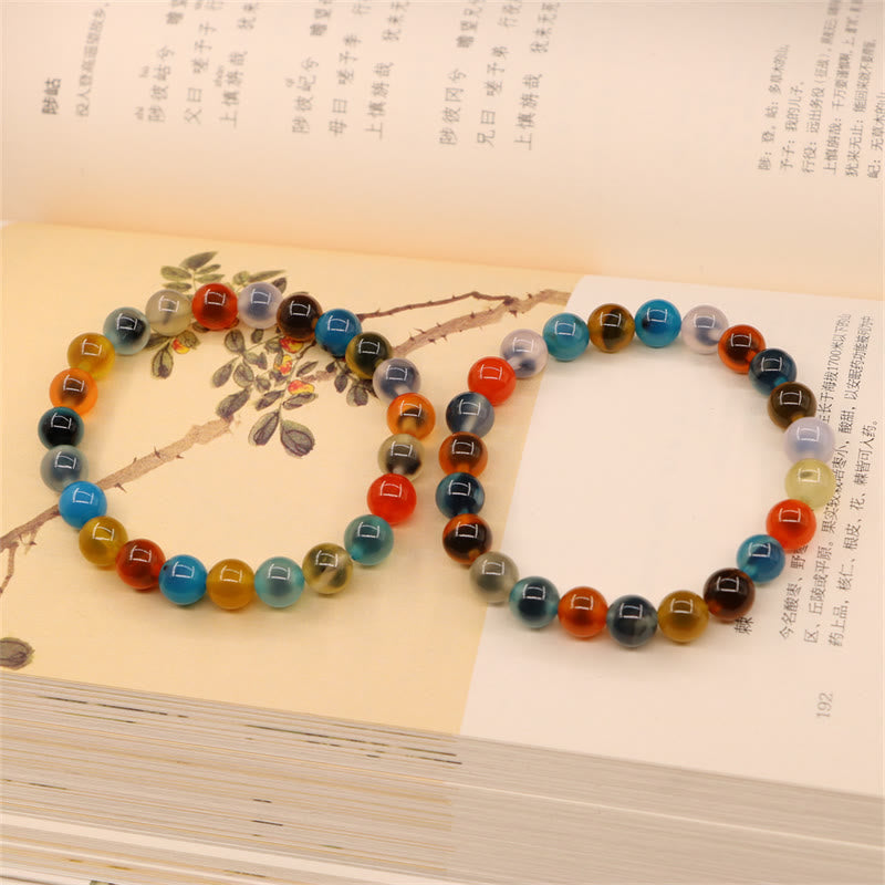 Fortune Jewel Colorful Candy Agate Healing Strength Bead Bracelet