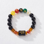 Fortune Jewel Five Elements Black Onyx Red Agate Wisdom Wealth Bracelet