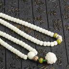 Fortune Jewel White Jade Bodhi Lotus Mala Harmony Necklace Bracelet