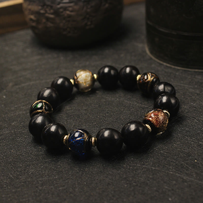 Fortune Jewel Western Soapberry Incense Ash Liuli Glass Bead Wealth Bracelet
