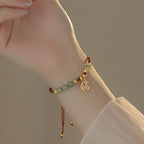 Fortune Jewel Jade Beads Fu Character Blessing Rope Bracelet
