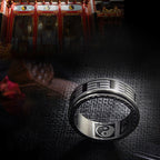 Fortune Jewel Bagua Yin Yang Titanium Steel Balance Rotatable Ring Fortune Jewel