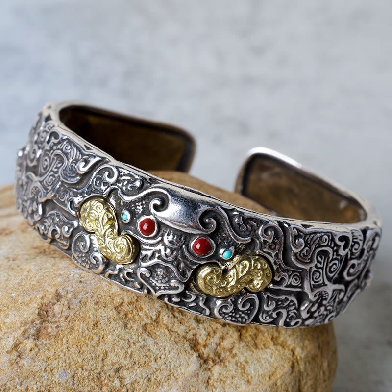 Fortune Jewel FengShui Engraving PiXiu Blessing Bracelet Bangle