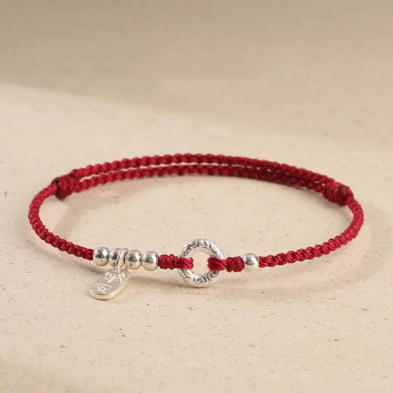 Fortune Jewel 925 Sterling Silver Auspicious Clouds Peace Buckle Safe And Sound Bracelet Anklet