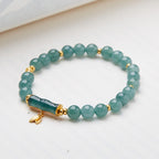 Fortune Jewel 925 Sterling Silver Plated Gold Natural Green Jade Bamboo Charm Luck Bracelet