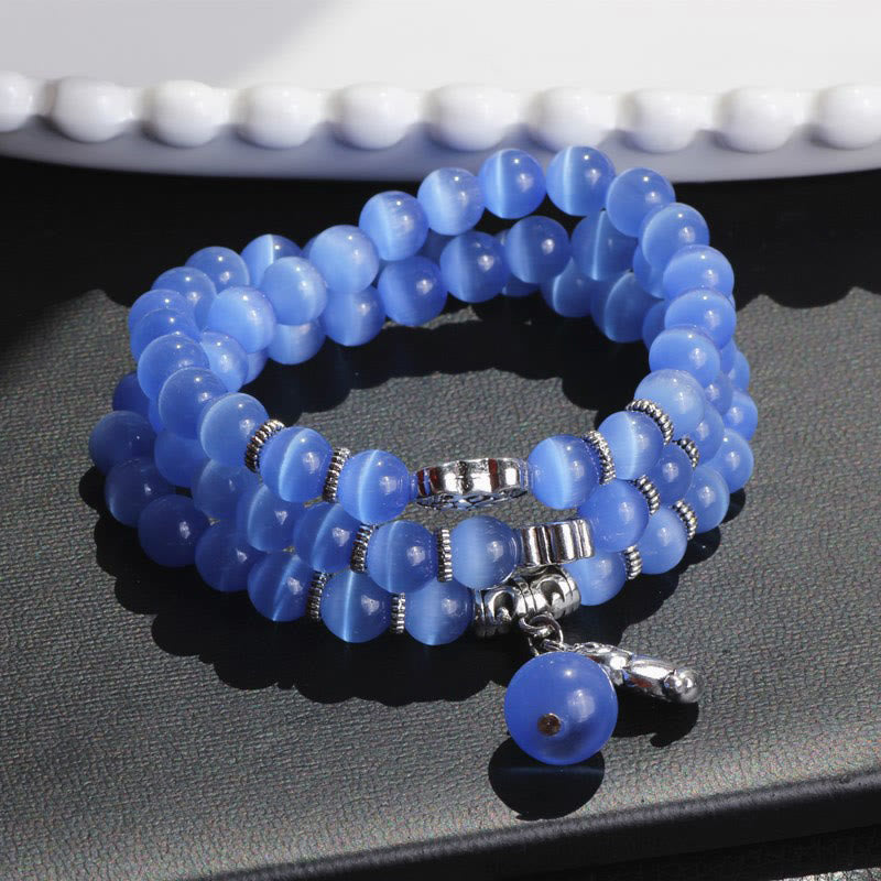 Fortune Jewel Cat Eye PiXiu Support Triple Wrap Bracelet
