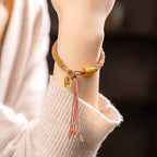 Fortune Jewel Handmade Multicolored Tibetan Om Mani Padme Hum Ruyi Auspicious Charm Braided Bracelet