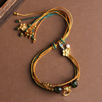 Fortune Jewel Tibetan Handmade Rope Liuli Glass Bead Braided Multilayered Healing Bracelet