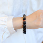 Fortune Jewel Ebony Wood Auspicious Clouds Engraved Calm Bracelet