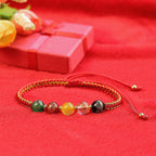 Fortune Jewel Five Directions Gods of Wealth Agate Handmade Protection String Braid Bracelet