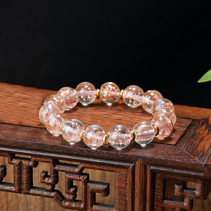 Fortune Jewel Gold Swallowing Beast Family Charm Luminous Fluorescent Liuli Glass Bead Success Bracelet