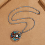 Fortune Jewel Year of the Dragon Colorful Double Dragons Playing Bead Copper Protection Necklace Pendant