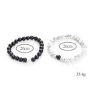 Fortune Jewel 2pcs Natural Frosted Stone White Turquoise Bead Couple Bracelet