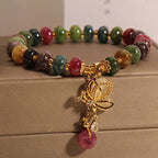 Fortune Jewel Colorful Tourmaline Butterfly Charm Wisdom Bracelet