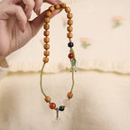 Fortune Jewel Green Sandalwood Chalcedony Peace Buckle Charm Soothing Double Wrap Bracelet