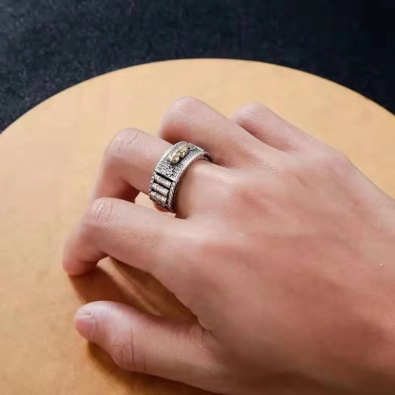 Fortune Jewel Lucky FengShui PiXiu Wealth Prayer Wheels Couple Ring