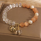 Fortune Jewel Orange Cat's Eye White Crystal Star Support Bracelet