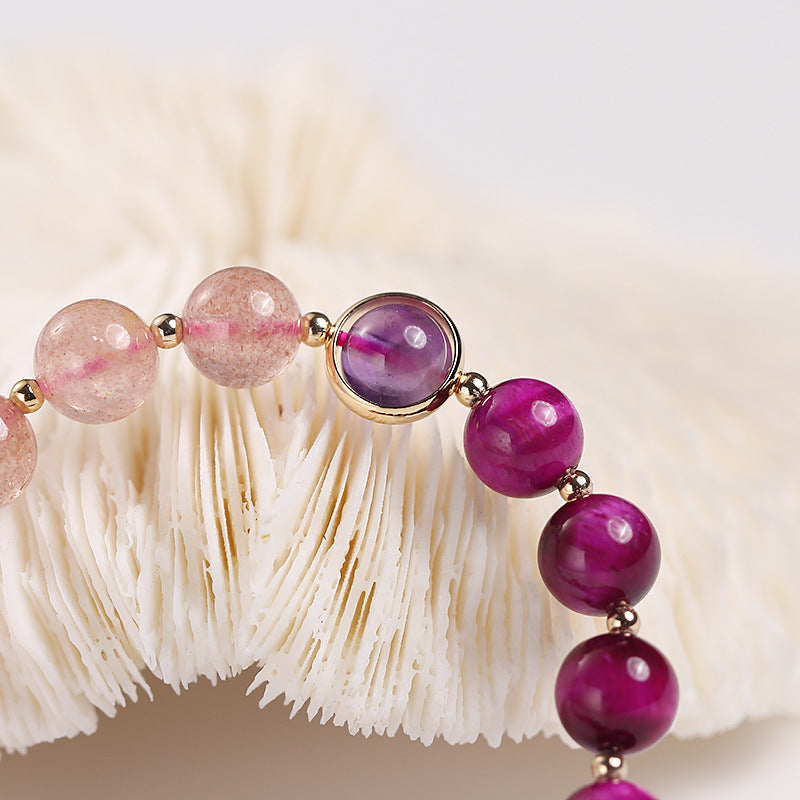 Fortune Jewel Natural Strawberry Quartz Pixiu Love Bracelet