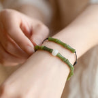 Fortune Jewel Green Bamboo Jade Pattern Luck Abundance Bracelet