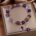 Fortune Jewel Natural Amethyst Zircon Love Heart Healing Soul Charm Bracelet