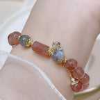 Fortune Jewel Natural Strawberry Quartz Moonstone Love Bracelet