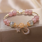 Fortune Jewel Strawberry Quartz Moonstone Moon Star Love Bracelet