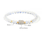 Fortune Jewel 925 Sterling Silver Plated Gold Natural Moonstone PiXiu Healing Bracelet