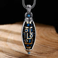 Fortune Jewel Tibetan Om Mani Padme Hum Nine-Eye Dzi Bead Pattern Peace Purity Rotatable Necklace Pendant