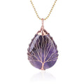 Fortune Jewel Natural Quartz Crystal Tree Of Life Healing Energy Necklace Pendant