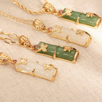 Fortune Jewel White Jade Cyan Jade Bamboo Luck Protection Necklace Pendant
