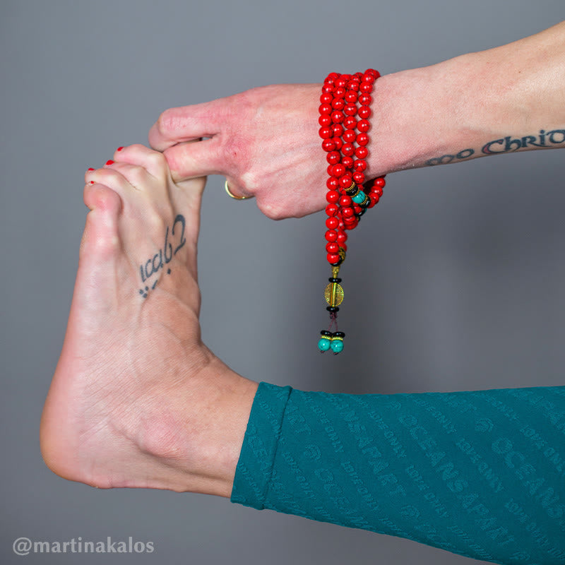 Fortune Jewel Tibetan Mala Red Turquoise Lucky Necklace Bracelet